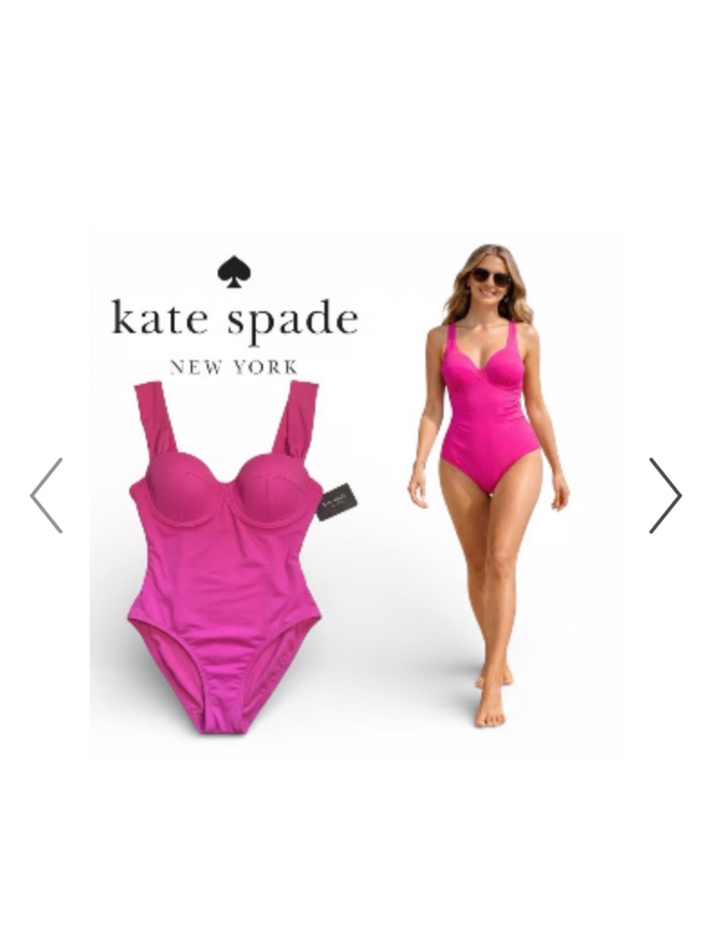 Kate Spade Women's Bustier One-Piece Hot Pink Swimsuit NWT sz Small